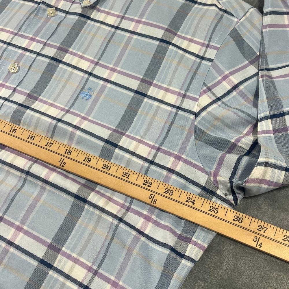Brooks Brothers Regent Non-Iron Shirt Mens XL Blue Purple Plaid Supima Cotton - Picture 6 of 9